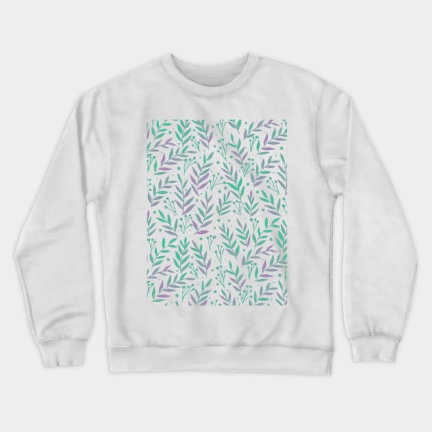 Watercolor branches - pastel green and very peri Crewneck Sweatshirt by wackapacka